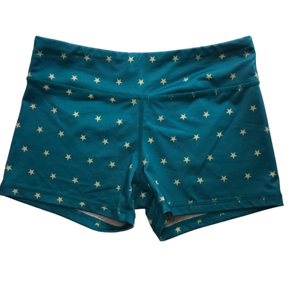 IAB Hot Shorts Cycling Yoga Athletic Workout Crossfit Green Gold Stars Small - Picture 12 of 13